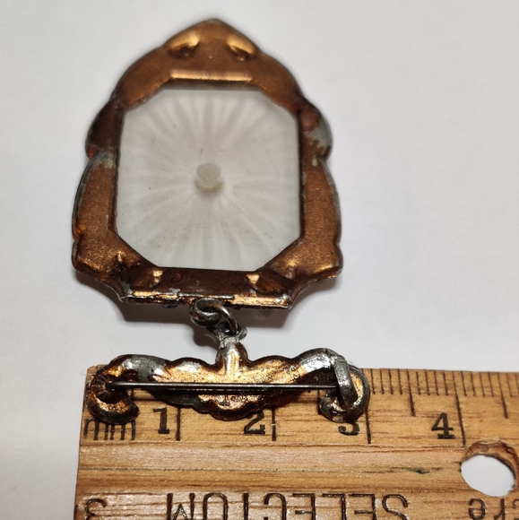 Rare Singer & Kantor Art Deco Camphor Glass Fob brooch - Picture 11 of 16